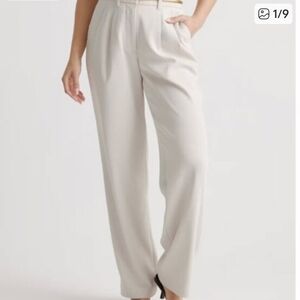 Quince Cream High-Rise Wide-Leg Trousers